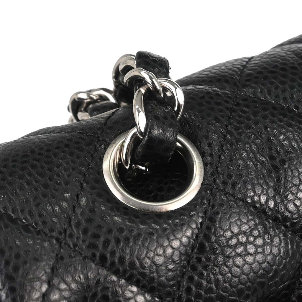 Chanel Black Caviar Skin Medium Classic Double Flap Shoulder Bag