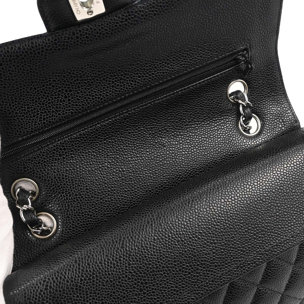 Chanel Black Caviar Skin Medium Classic Double Flap Shoulder Bag