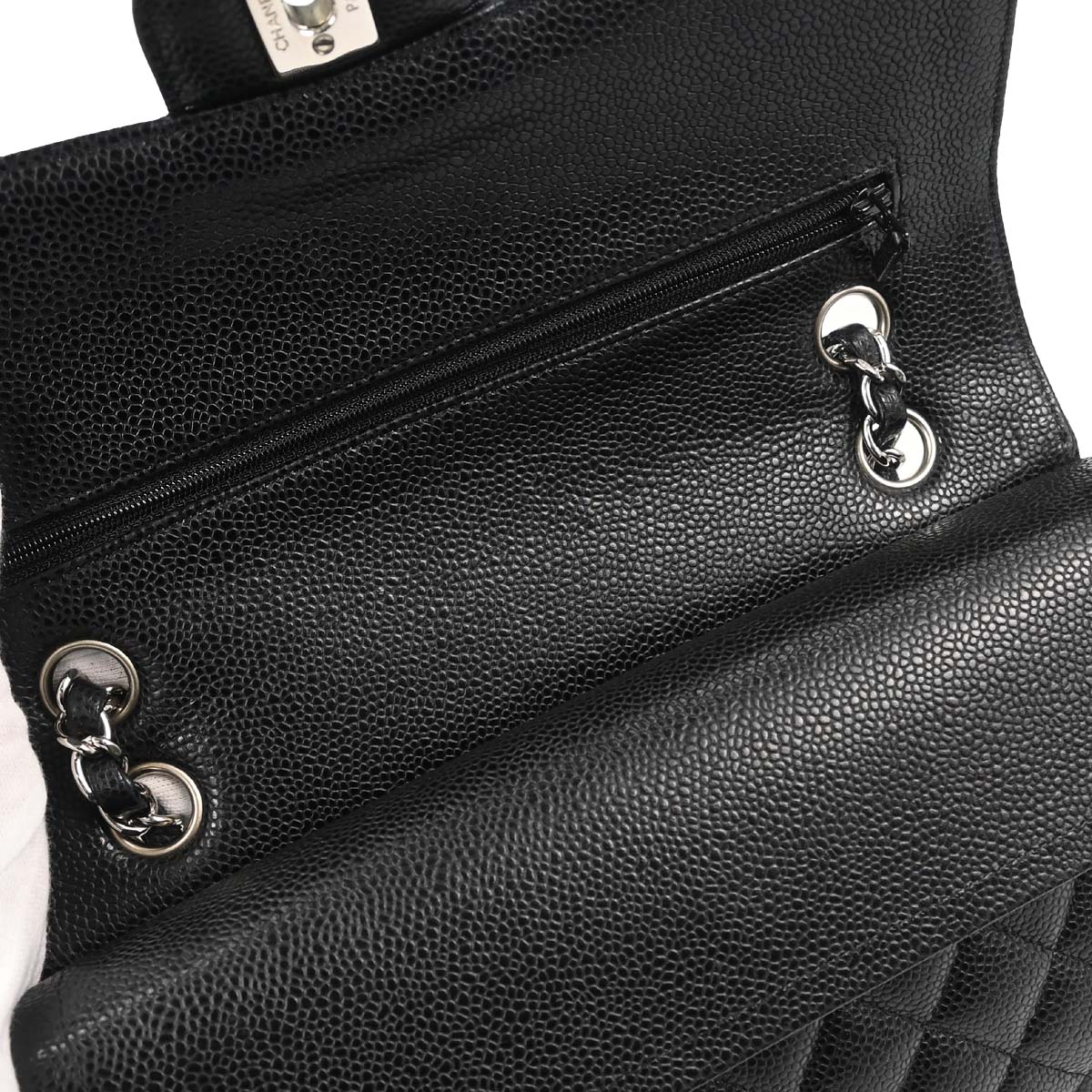 Chanel Black Caviar Skin Medium Classic Double Flap Shoulder Bag