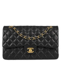 Chanel 2018-2019 Black Lambskin Medium Classic Double Flap Shoulder Bag