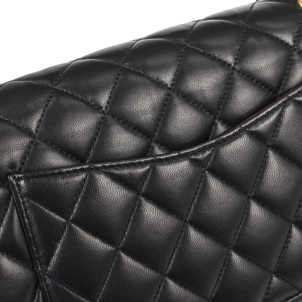Chanel 2018-2019 Black Lambskin Medium Classic Double Flap Shoulder Bag