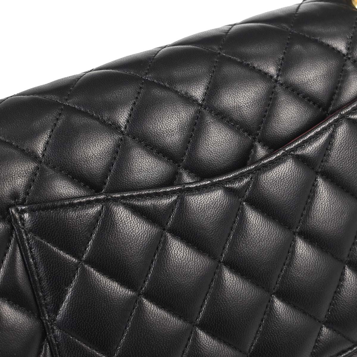 Chanel 2018-2019 Black Lambskin Medium Classic Double Flap Shoulder Bag