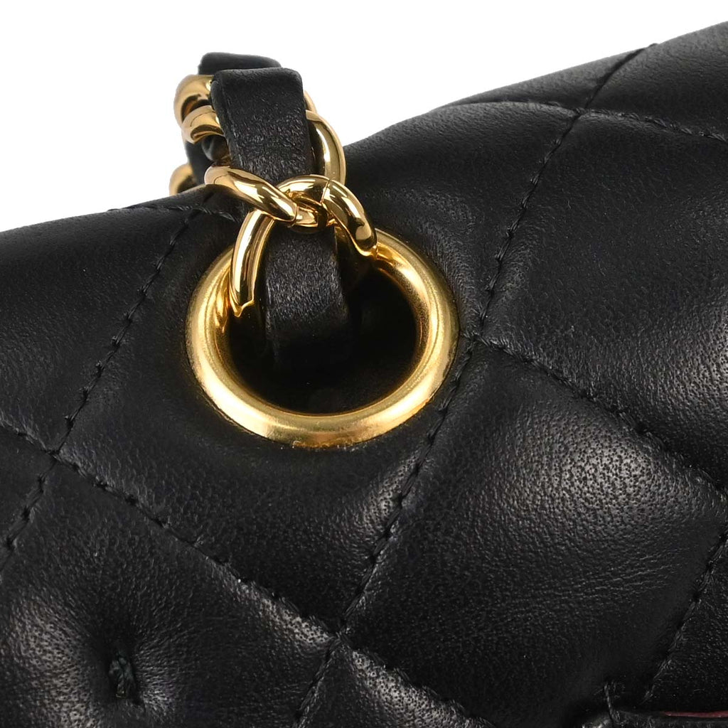 Chanel 2018-2019 Black Lambskin Medium Classic Double Flap Shoulder Bag