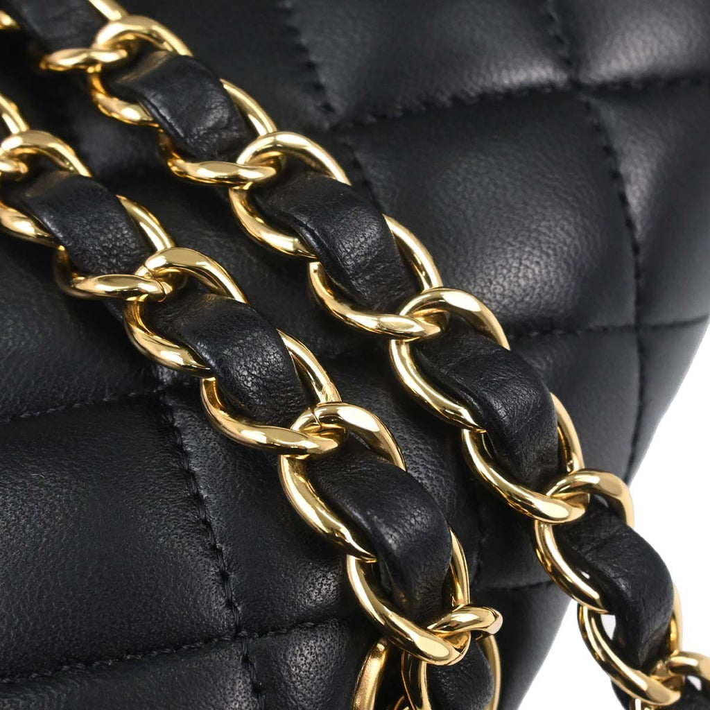 Chanel 2018-2019 Black Lambskin Medium Classic Double Flap Shoulder Bag