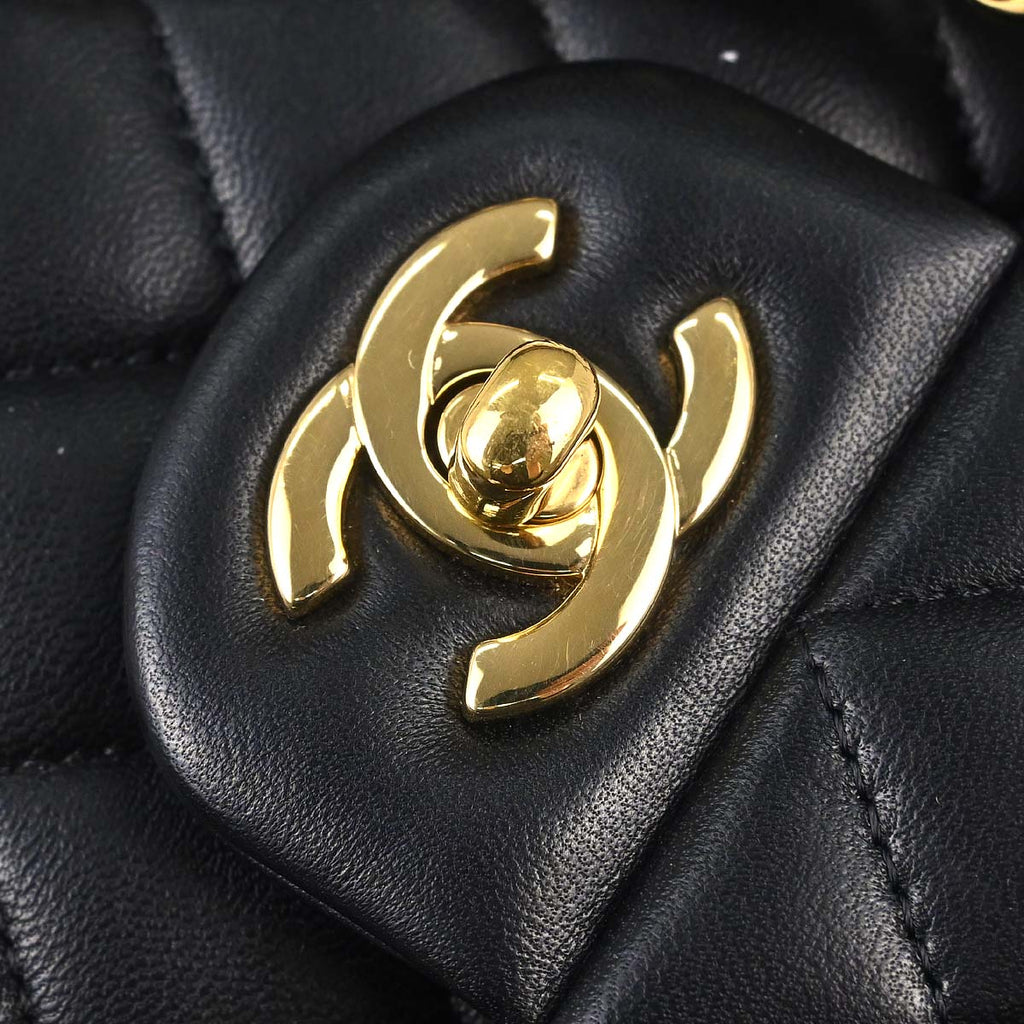 Chanel 2018-2019 Black Lambskin Medium Classic Double Flap Shoulder Bag