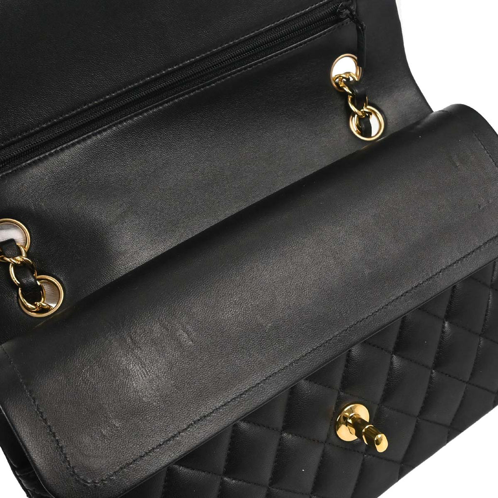Chanel 2018-2019 Black Lambskin Medium Classic Double Flap Shoulder Bag
