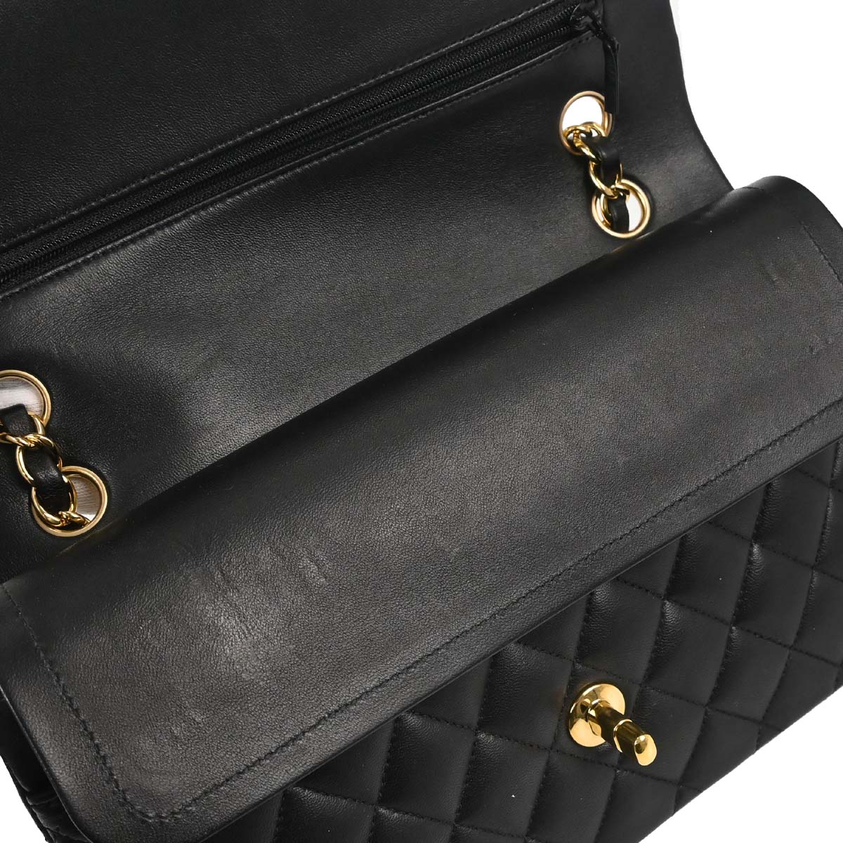 Chanel 2018-2019 Black Lambskin Medium Classic Double Flap Shoulder Bag