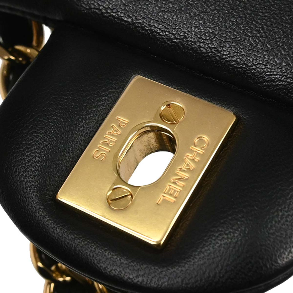 Chanel 2018-2019 Black Lambskin Medium Classic Double Flap Shoulder Bag
