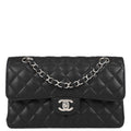 Chanel 2019 Black Caviar Skin Small Classic Double Flap Shoulder Bag