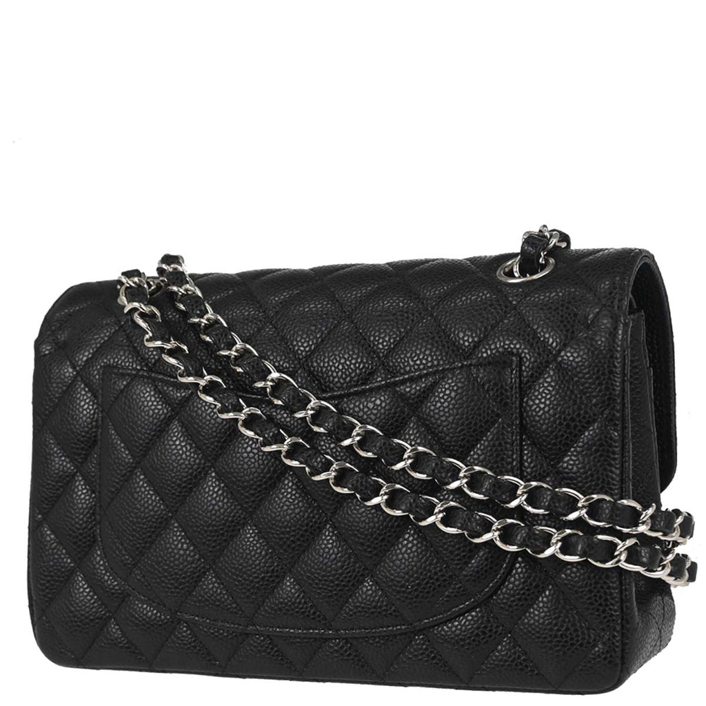Chanel 2019 Black Caviar Skin Small Classic Double Flap Shoulder Bag