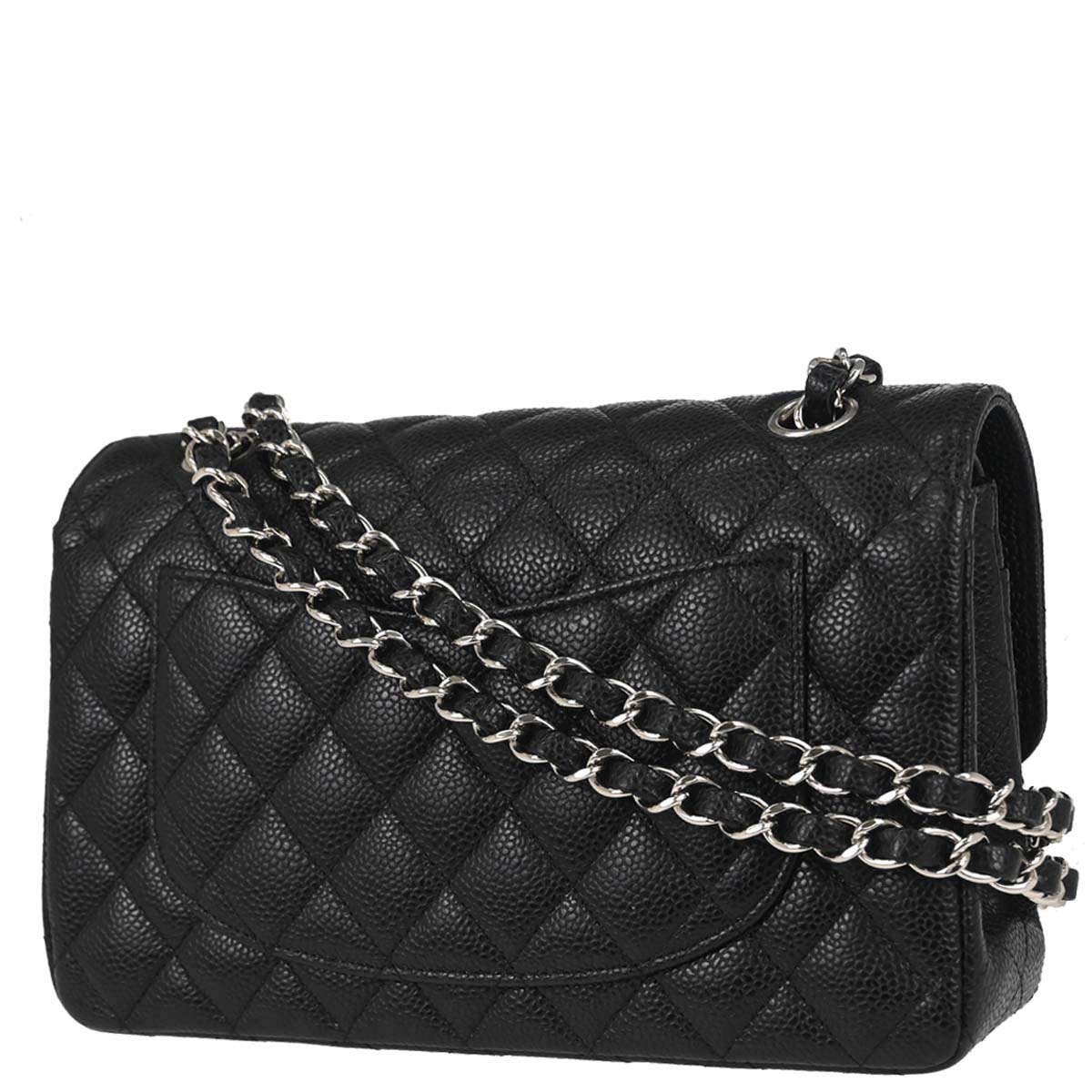 Chanel 2019 Black Caviar Skin Small Classic Double Flap Shoulder Bag