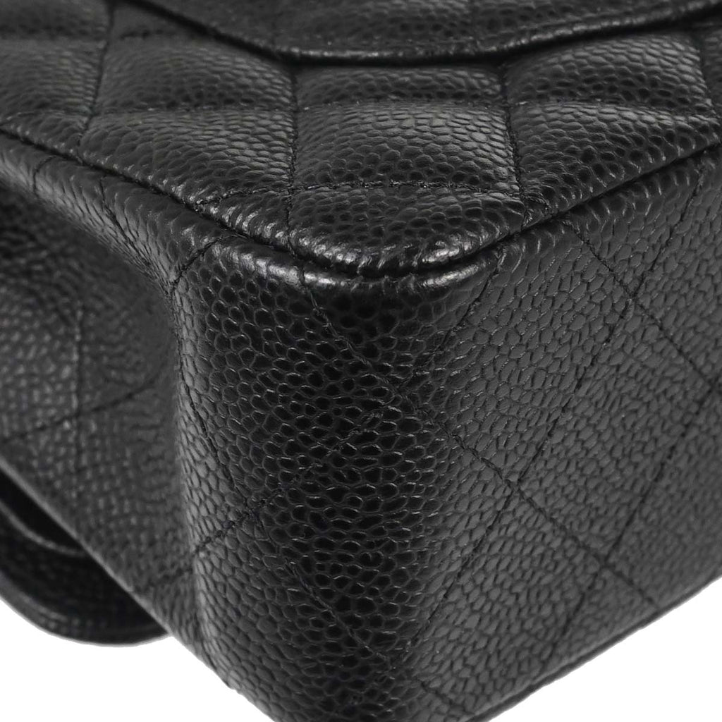 Chanel 2019 Black Caviar Skin Small Classic Double Flap Shoulder Bag