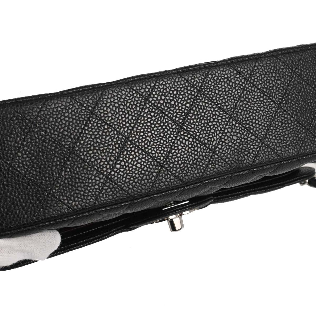 Chanel 2019 Black Caviar Skin Small Classic Double Flap Shoulder Bag