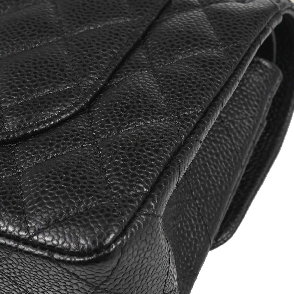 Chanel 2019 Black Caviar Skin Small Classic Double Flap Shoulder Bag