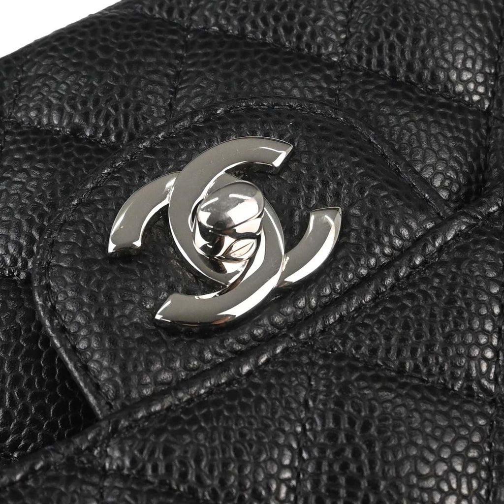 Chanel 2019 Black Caviar Skin Small Classic Double Flap Shoulder Bag