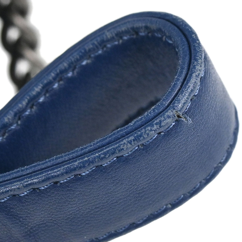 Boy Chanel Blue Tweed Denim Medium Double Chain Shoulder Bag