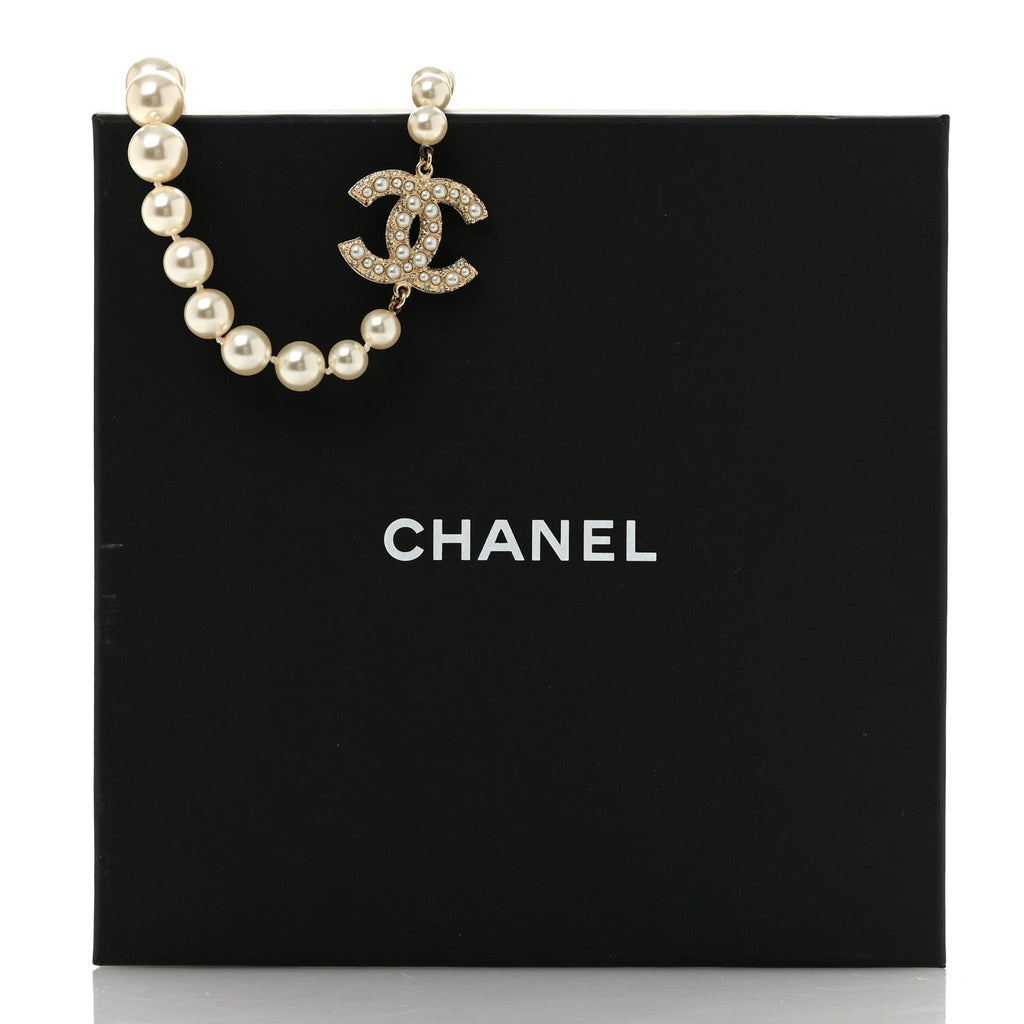 Pearl CC 100th Anniversary Necklace Light Gold