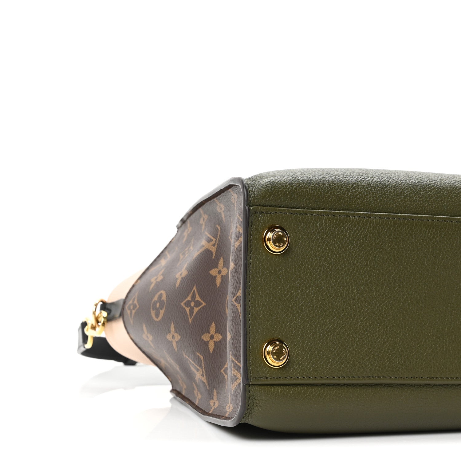 Louis Vuitton Calfskin Monogram On My Side MM Laurier Green Toffee Latte Beige