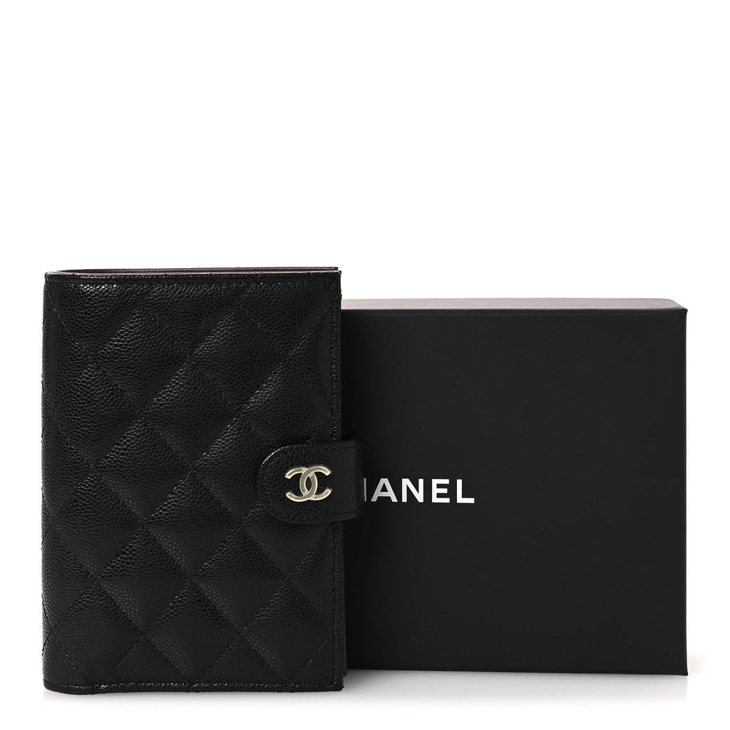 Caviar Quilted Passport Holder Black