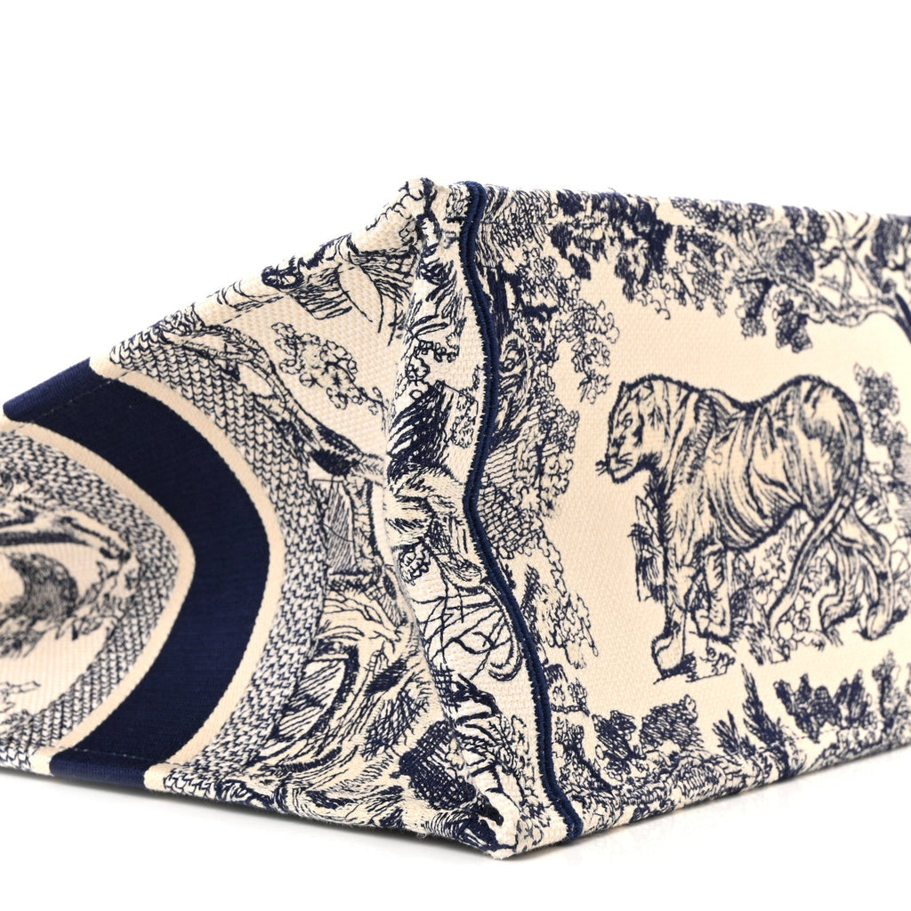 Christian Dior Canvas Embroidered Medium Dioriviera Toile De Jouy Book Tote Blue