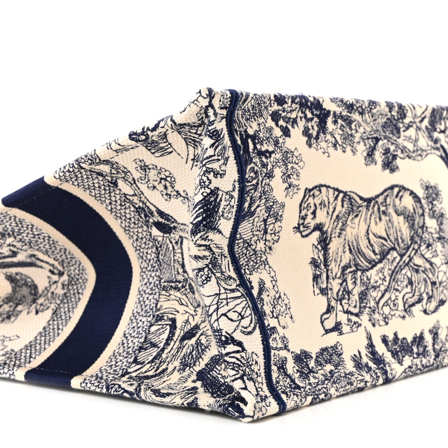 Christian Dior Canvas Embroidered Medium Dioriviera Toile De Jouy Book Tote Blue