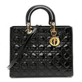 Christian Dior Patent Cannage Large Lady Dior Black