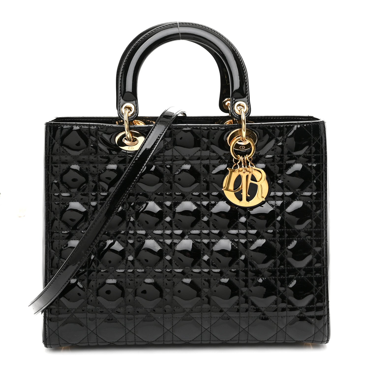 Christian Dior Patent Cannage Large Lady Dior Black