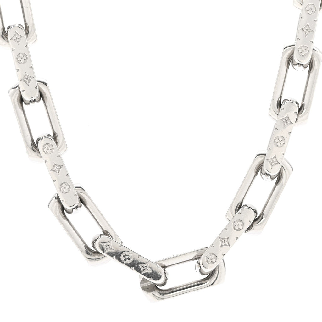 Louis Vuitton Monogram Chain Necklace Silver