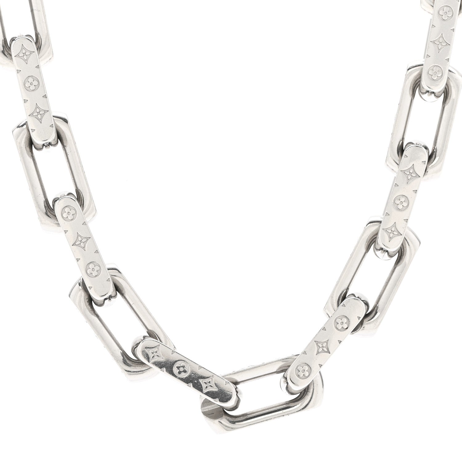 Louis Vuitton Monogram Chain Necklace Silver