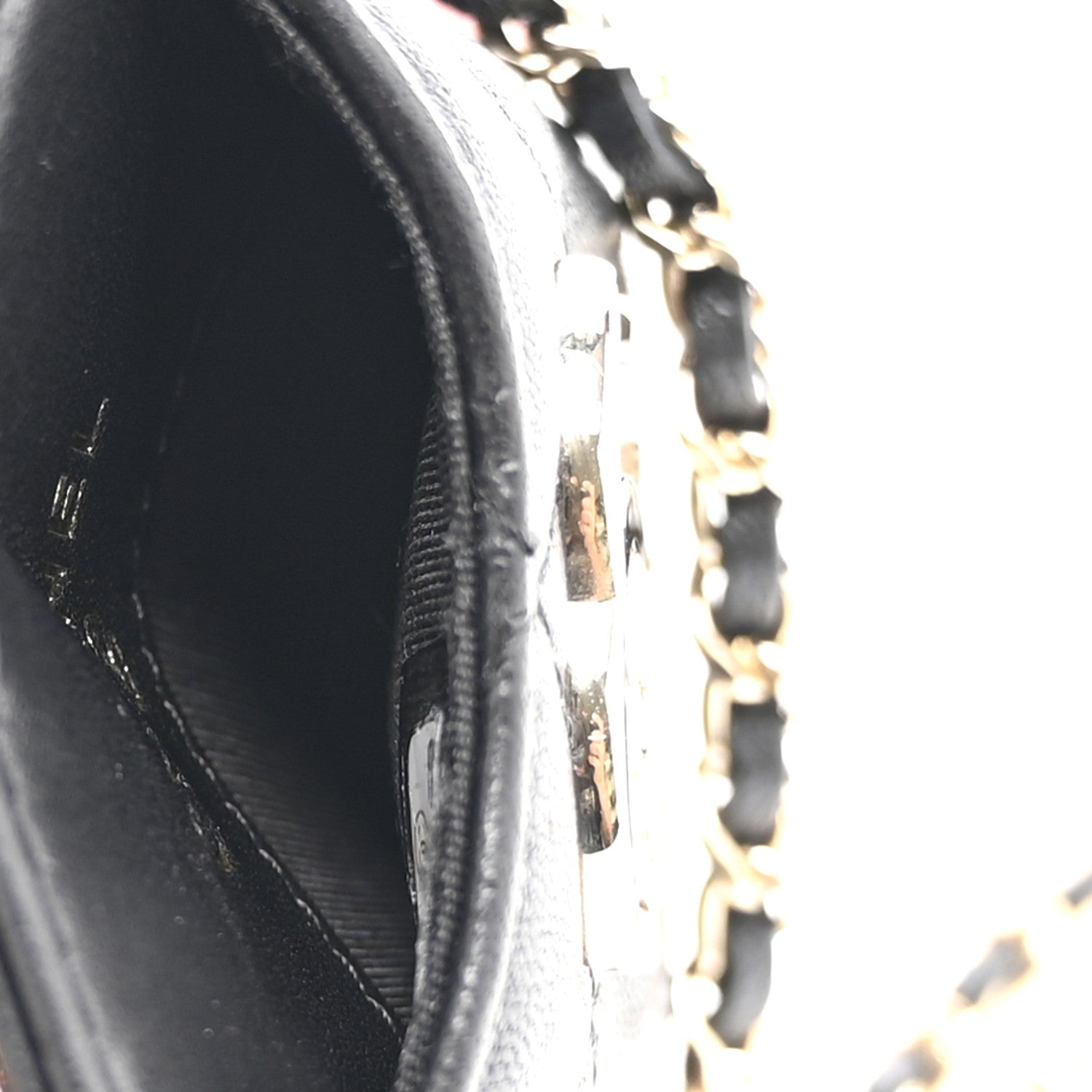 Lambskin Quilted Chanel Card Holder On Chain Black