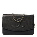 Chanel Caviar Timeless CC Wallet On Chain WOC Black