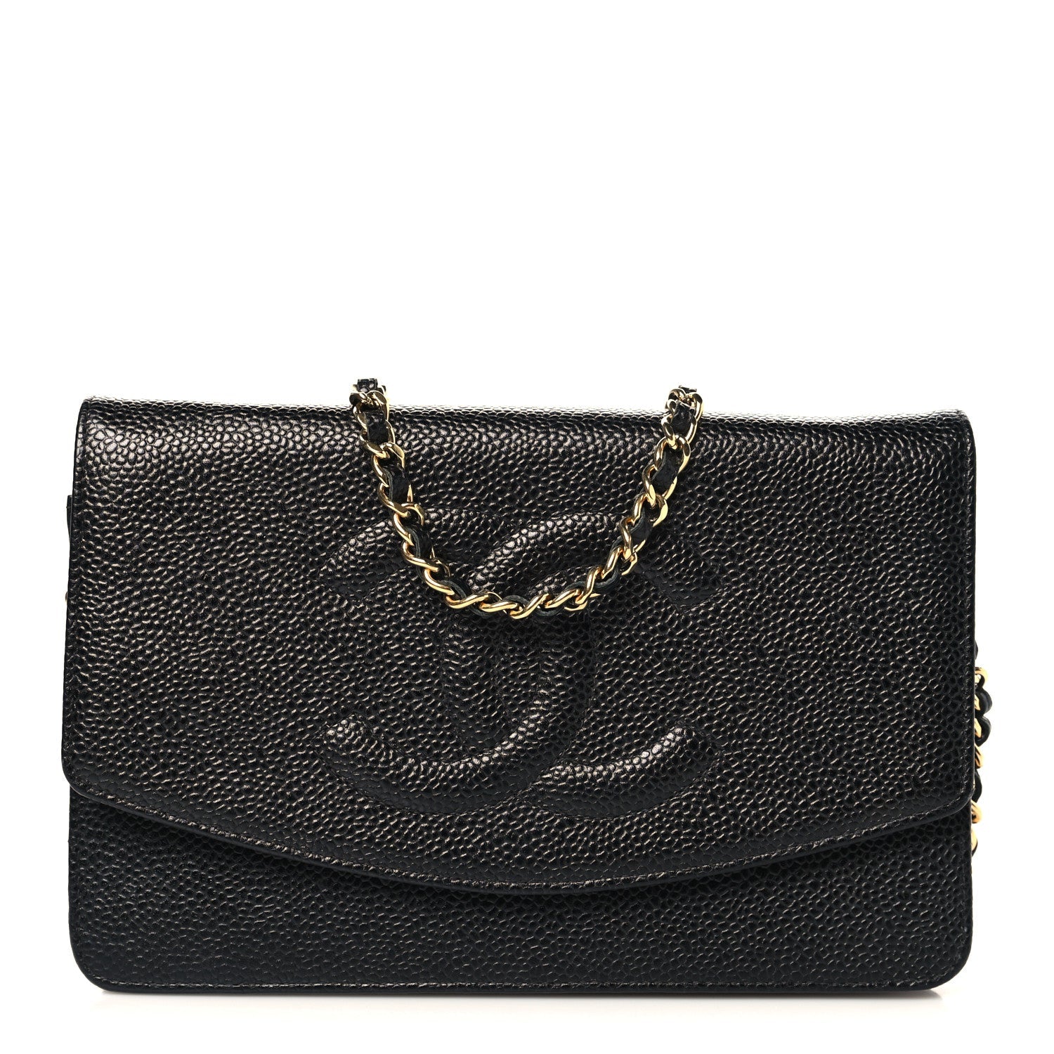 Chanel Caviar Timeless CC Wallet On Chain WOC Black