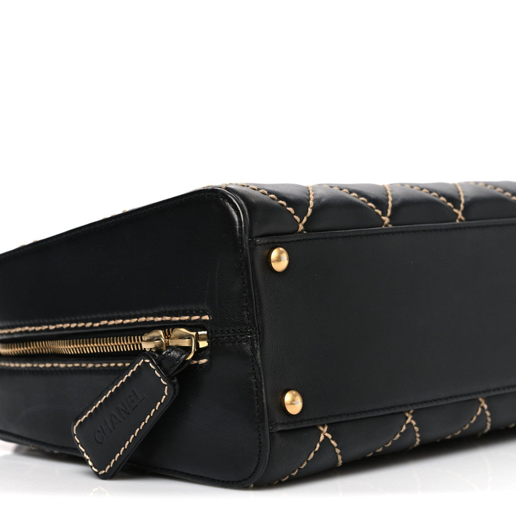 Chanel Calfskin Wild Stitch Top Handle Bag Black