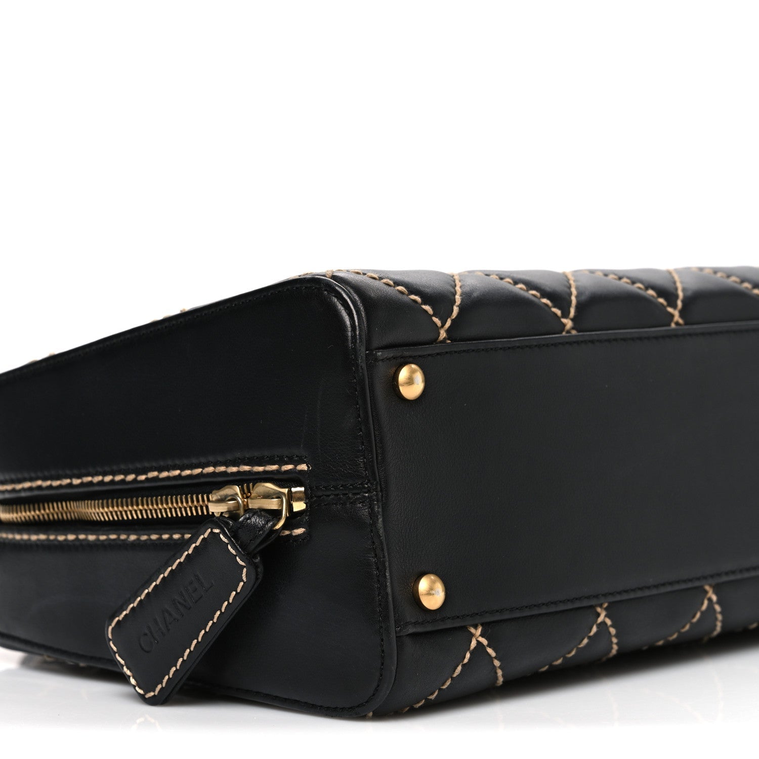 Chanel Calfskin Wild Stitch Top Handle Bag Black