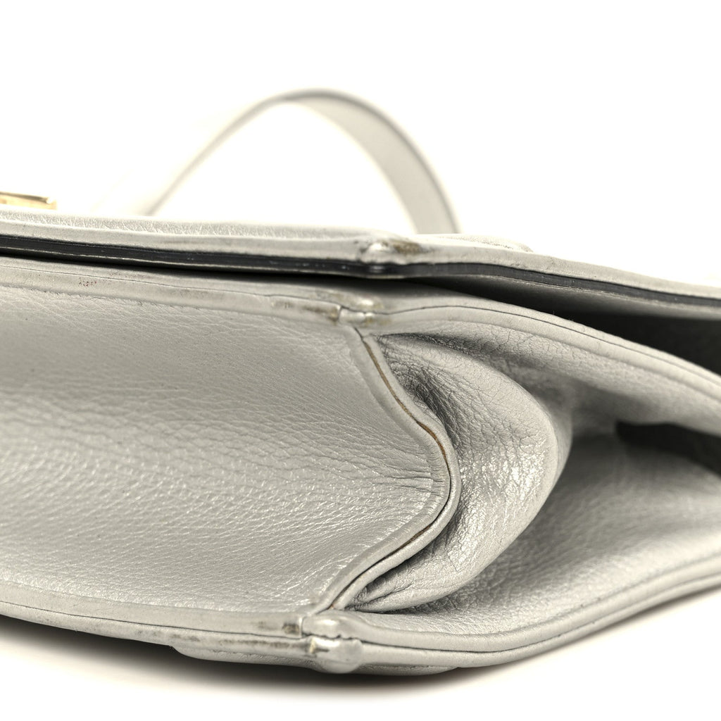 Christian Dior Metallic Grained Calfskin Medium Diorama Flap Bag Silver
