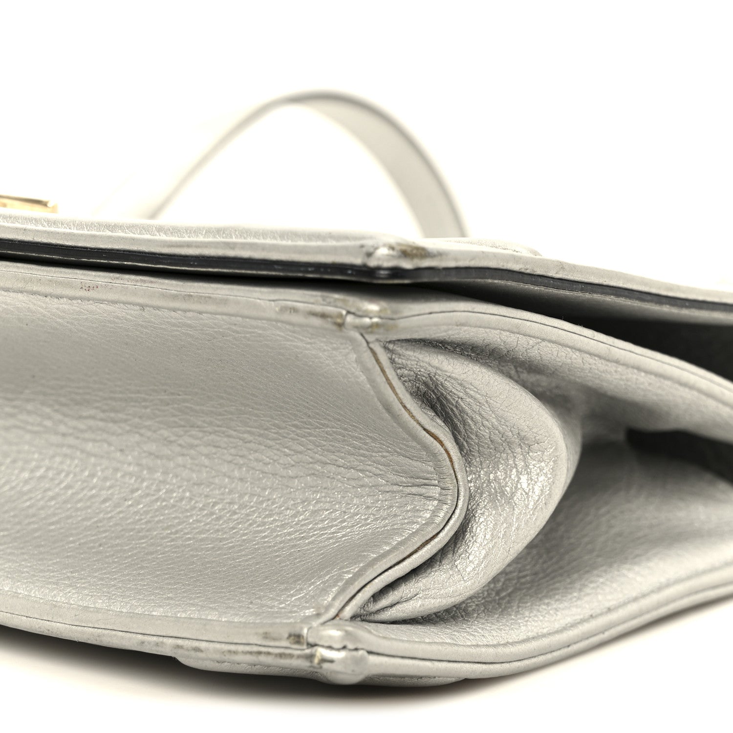 Christian Dior Metallic Grained Calfskin Medium Diorama Flap Bag Silver