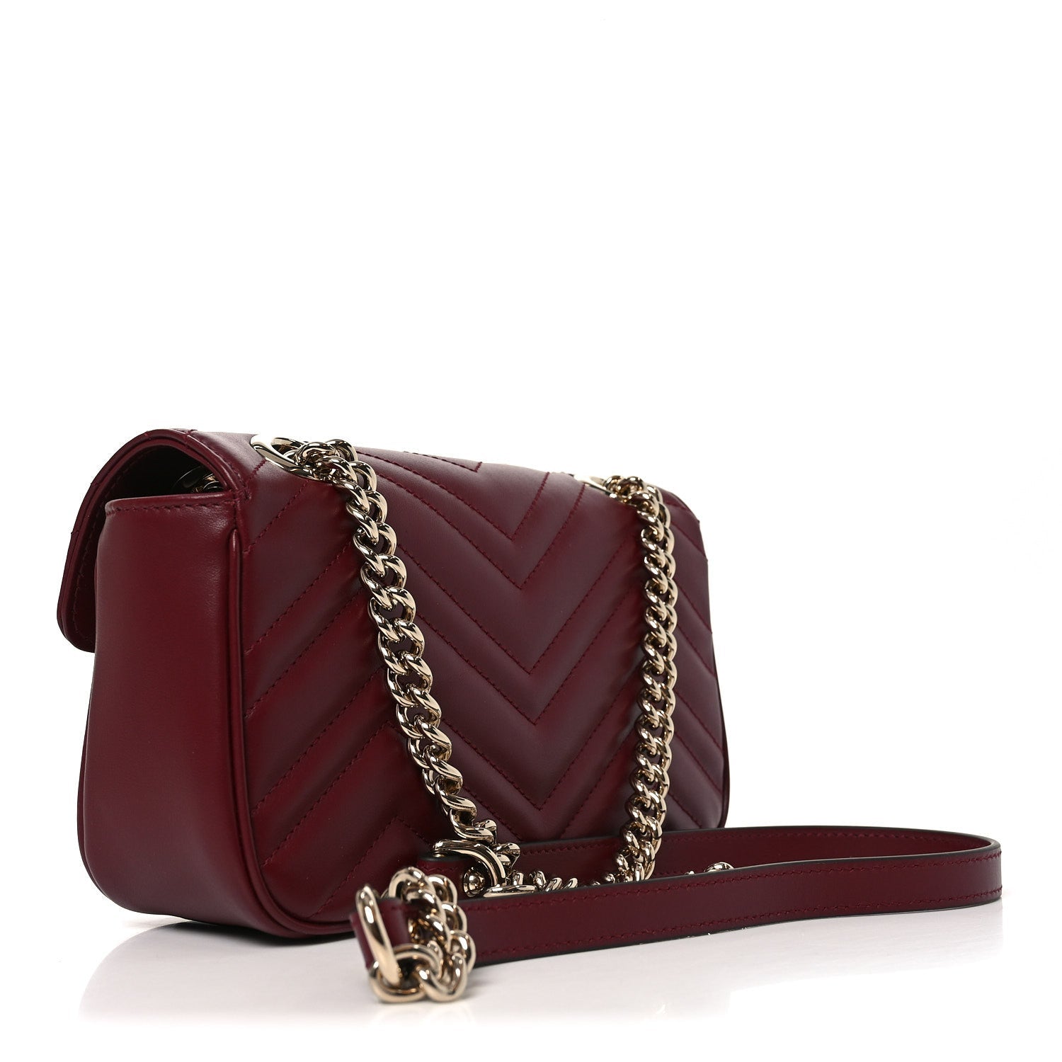 Gucci Calfskin Matelasse Mini GG Marmont Shoulder Bag Rosso Ancora