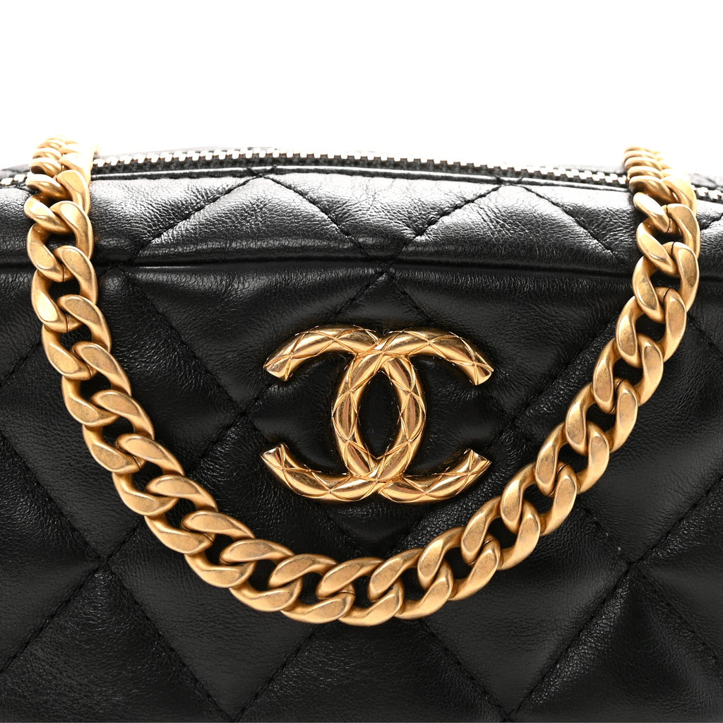 Chanel Lambskin Quilted Mini Pillow Crush Camera Case Black