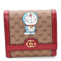Gucci X DORAEMON Mini Vintage GG Supreme Monogram Card Case Wallet Beige Cherry Red