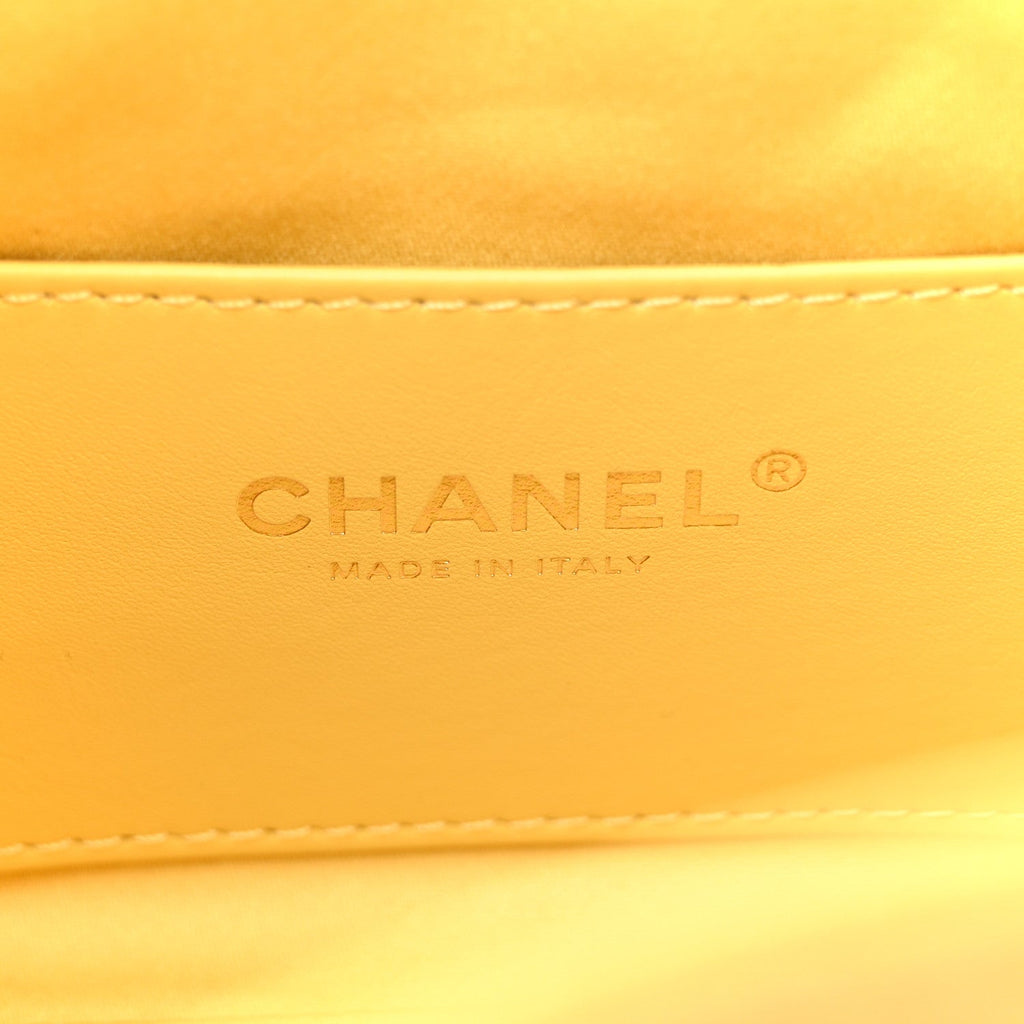 Chanel Suede Quilted Mini Chanel 25 Handbag Yellow