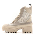 Louis Vuitton Suede Calfskin Jacquard Since 1854 Laureate Platform Desert Boots 37.5 Beige