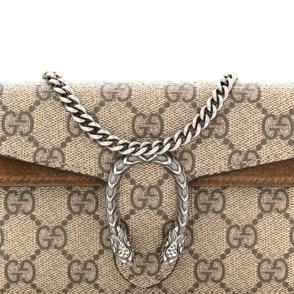 Gucci GG Supreme Monogram Super Mini Dionysus Shoulder Bag Taupe