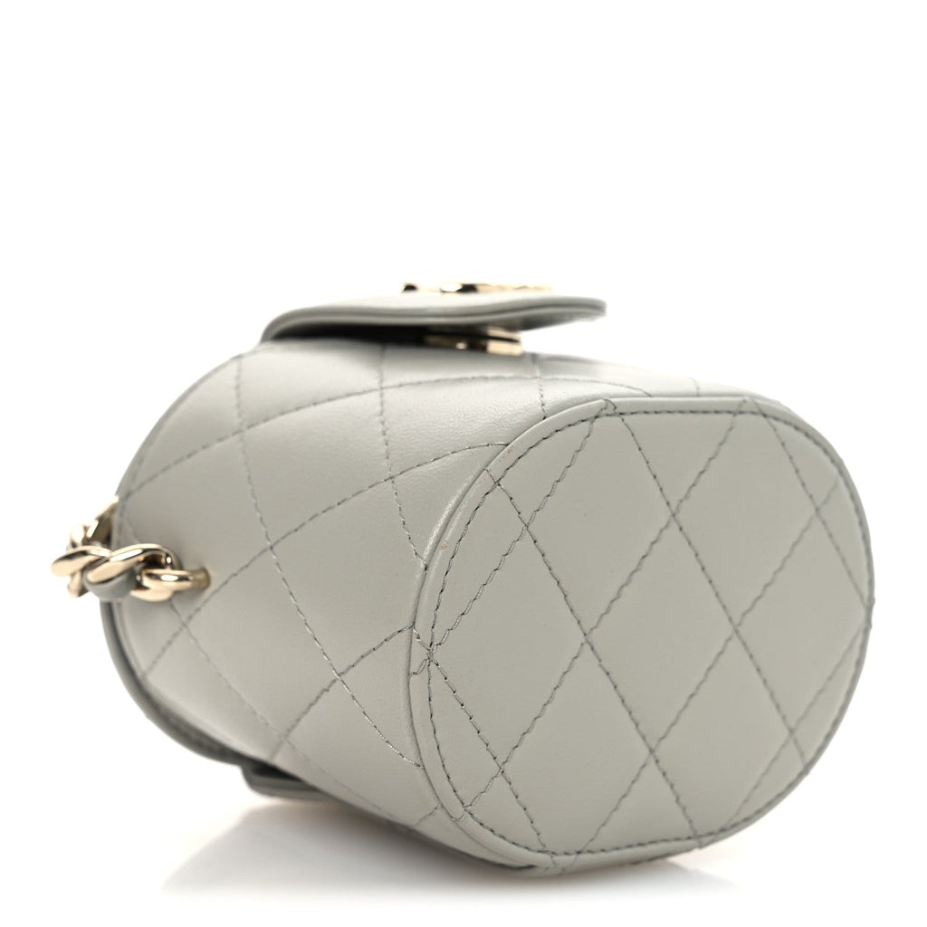 Chanel Lambskin Quilted Mini Vanity Case With Chain Grey