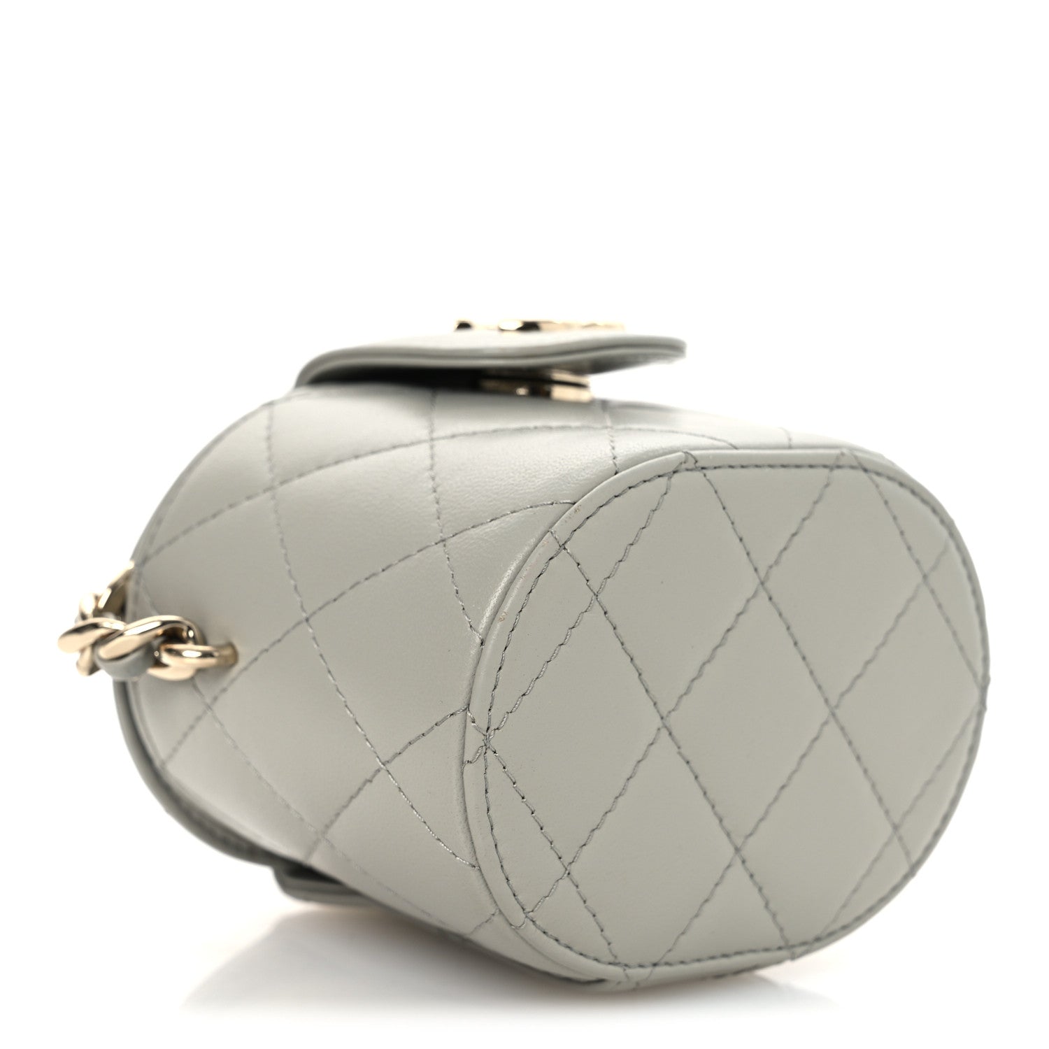 Chanel Lambskin Quilted Mini Vanity Case With Chain Grey
