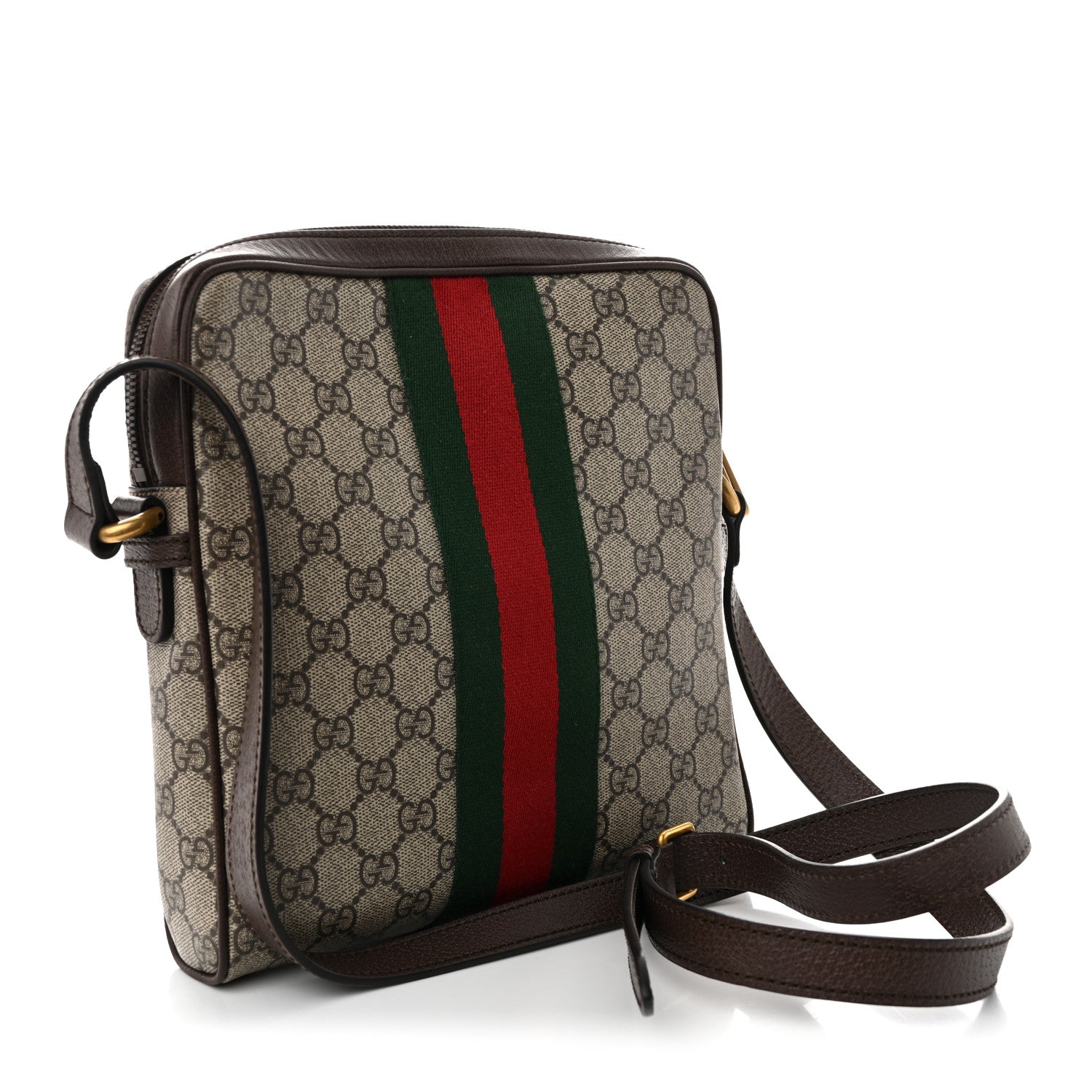 Gucci GG Supreme Monogram Web Small Ophidia Messenger Bag Brown