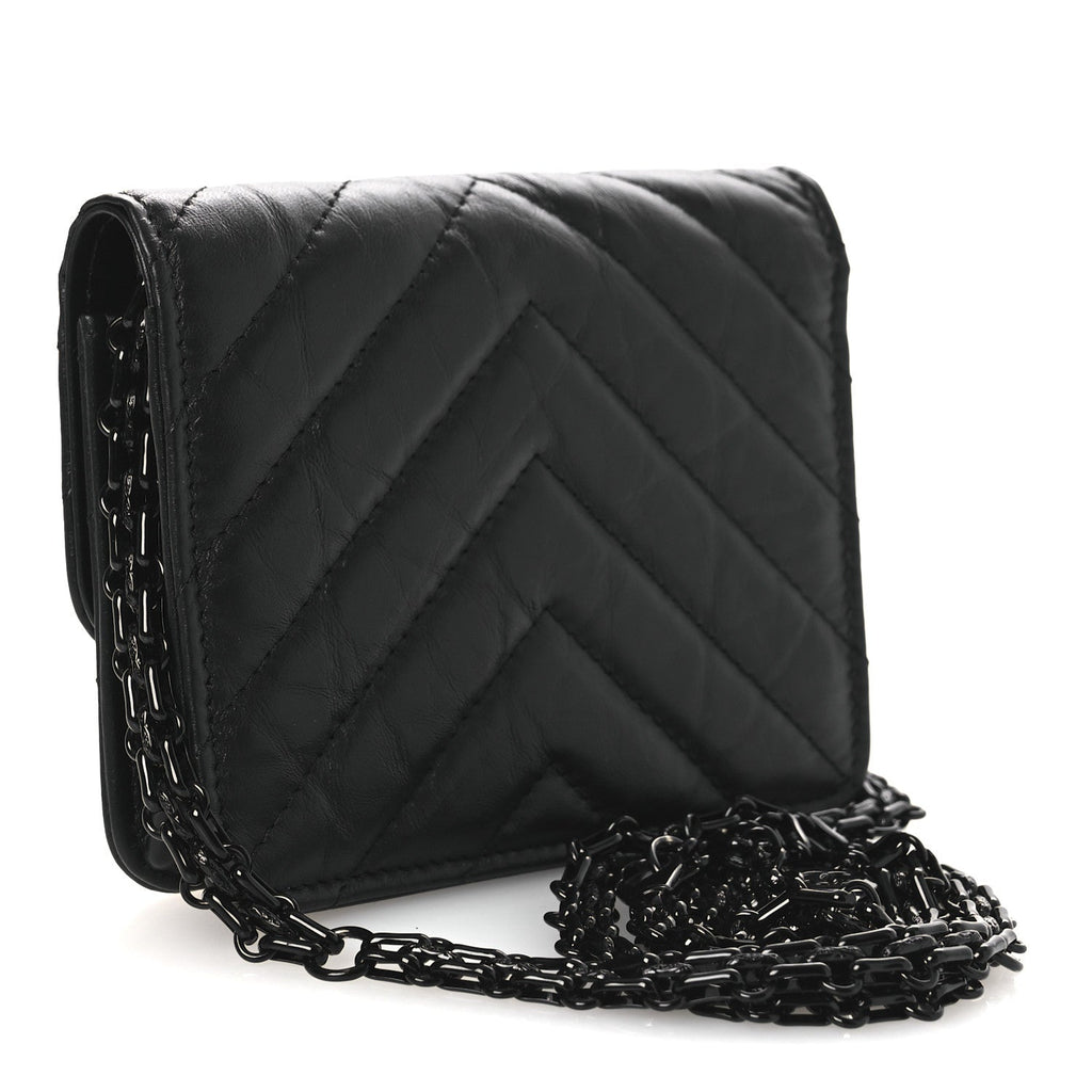 Chanel Aged Calfskin Chevron Quilted Reissue Belt Bag So Black