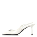 Prada Calfskin Triangle Logo Pointed Toe 75mm Slingback Pumps 38.5 White