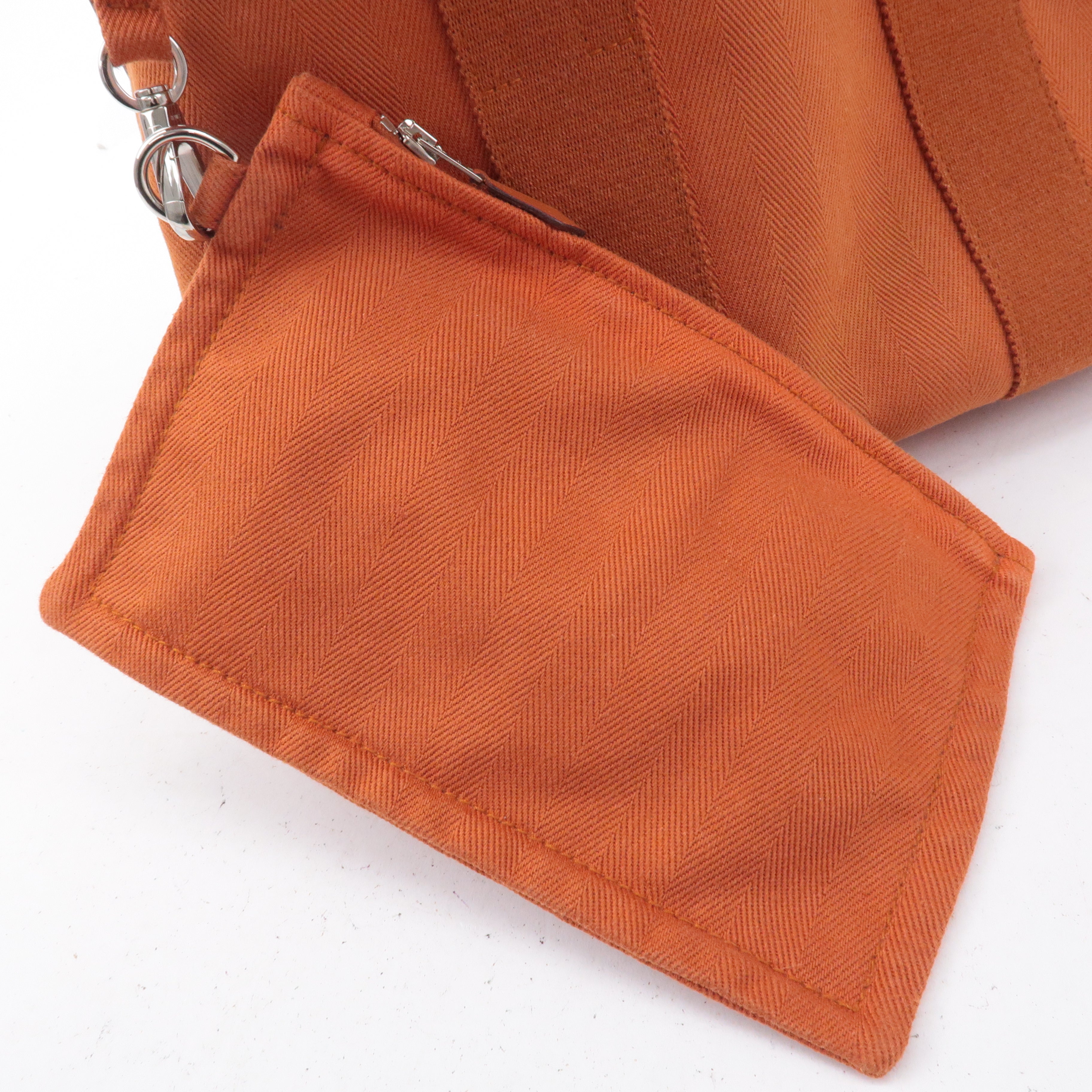HERMES Toile Chevrons Leather Valparaiso PM Bag I Stamp Orange