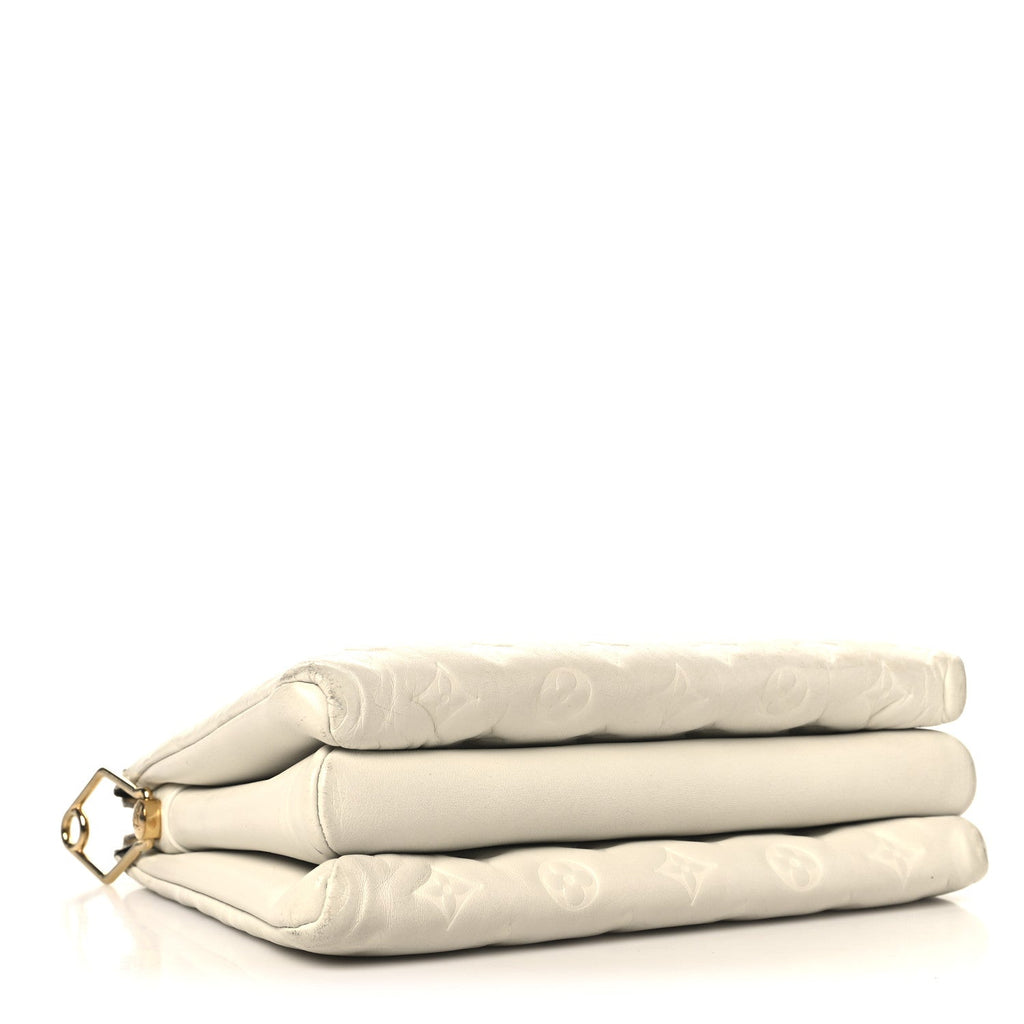 Louis Vuitton Lambskin Embossed Monogram Coussin PM Beige Cream