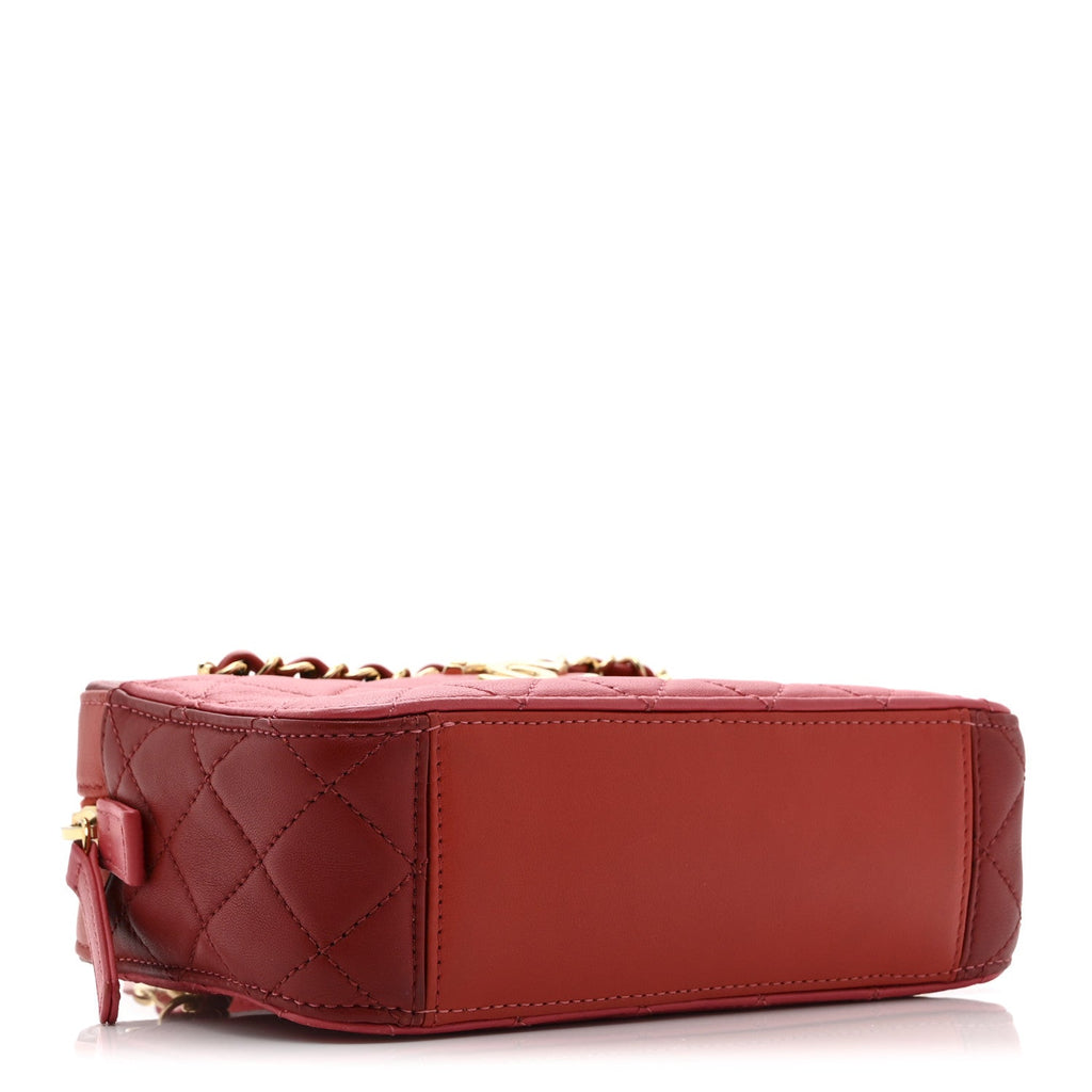 Chanel Goatskin Quilted Small In & Out Camera Case Pink Red